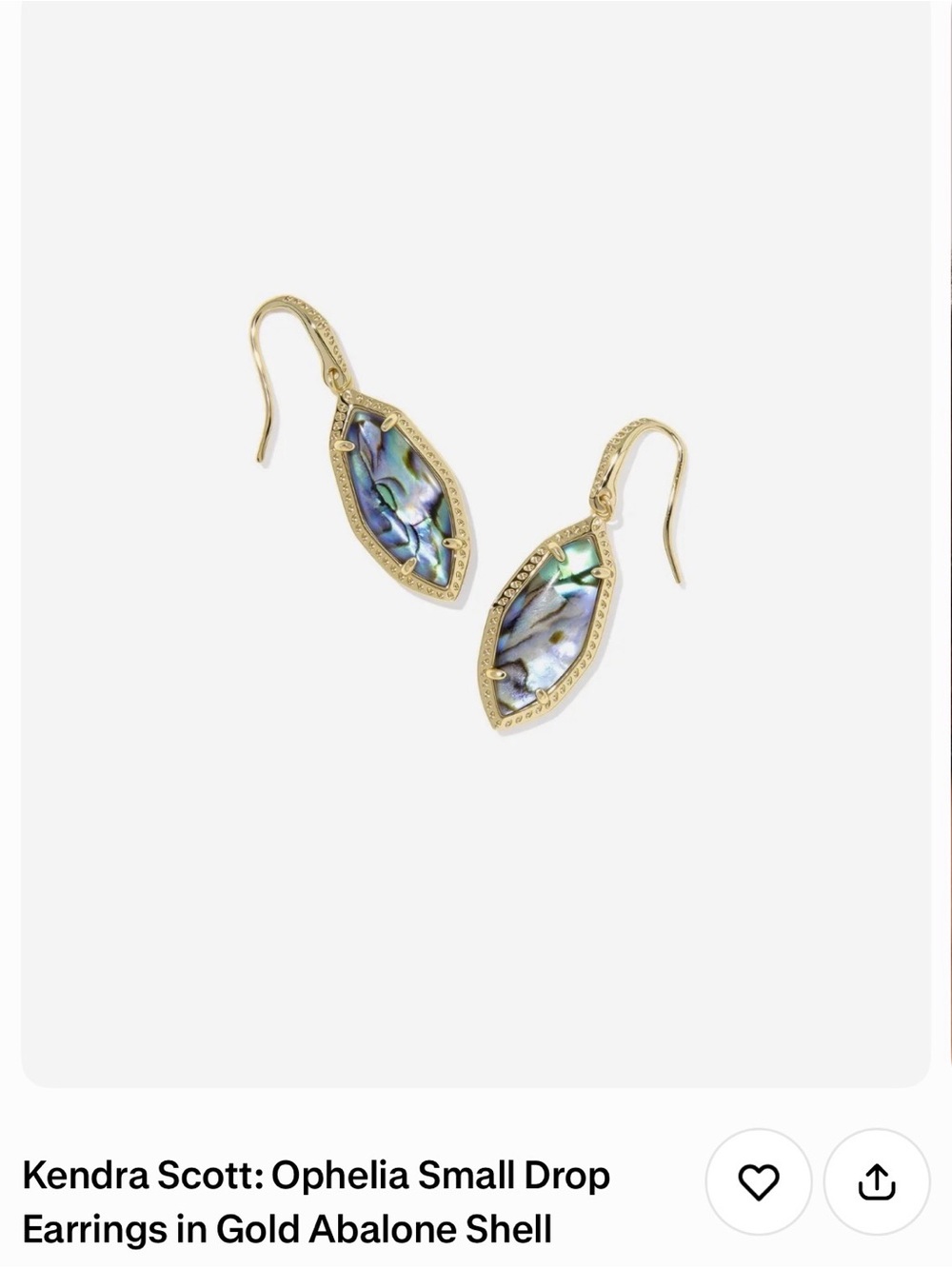 Kendra Scott Gold Abalone Marquise Drop Earrings